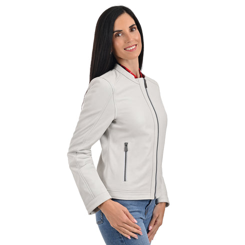 Chamarra de Piel para dama en color Blanco.